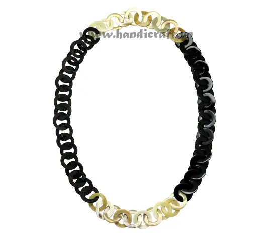 Black & White Horn Circles Necklace HD10342, handmade buffalo horn jewelry