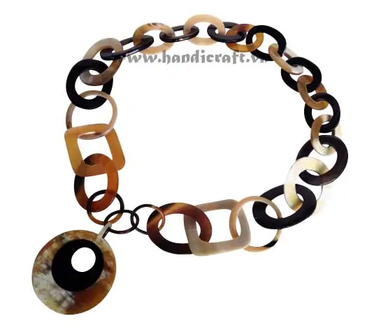 Natural Horn with Round Pendant Necklace HD10354, handmade buffalo horn jewelry