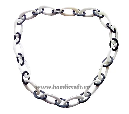 Oval Black & White Horn Necklace HD10360, handmade buffalo horn jewelry
