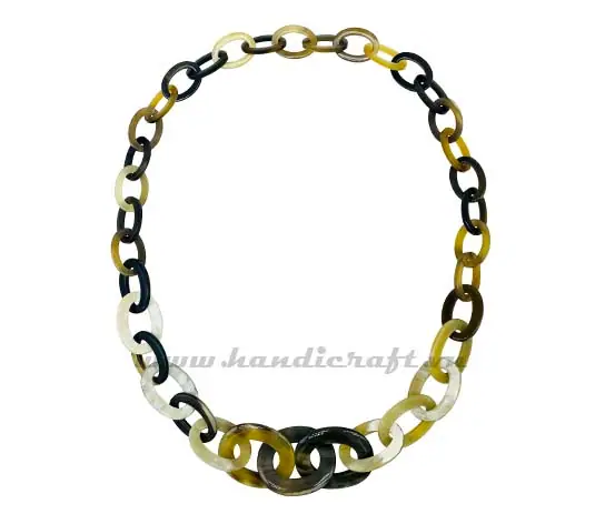 Lacquer Horn Necklace Oval Horn Link HD10374, handmade buffalo horn jewelry