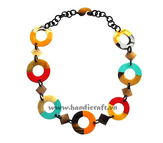 Round Lacquer Horn Necklace HD10378, handmade buffalo horn jewelry