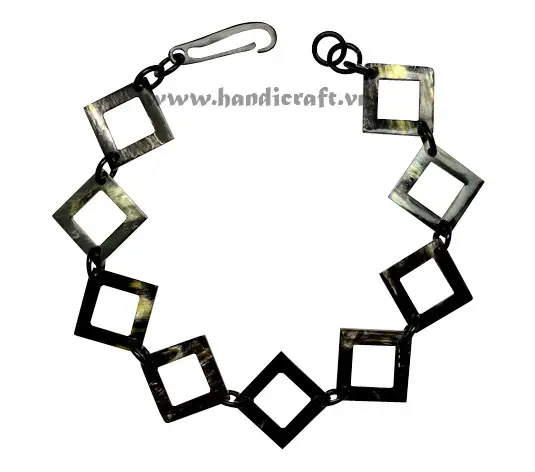Square Dark Horn Necklace HD10394, handmade buffalo horn jewelry