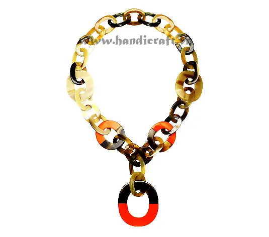 Oval Horn Links with Red Lacquer HD10398, handmade buffalo horn jewelry