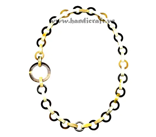 Round Horn Circles Necklace HD10406, handmade buffalo horn jewelry