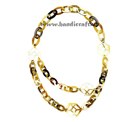 Double Layer Oval Horn Necklace HD10409, handmade buffalo horn jewelry