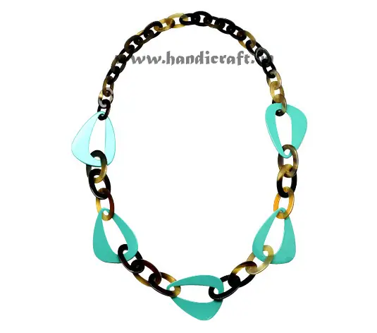 Small Oval Horn with Lacquer Pendant Necklace HD10416, handmade buffalo horn jewelry