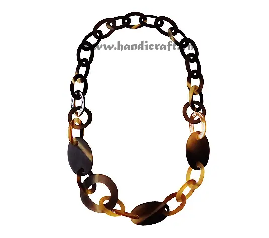 Oval Horn Circles Necklace HD10436, handmade buffalo horn jewelry