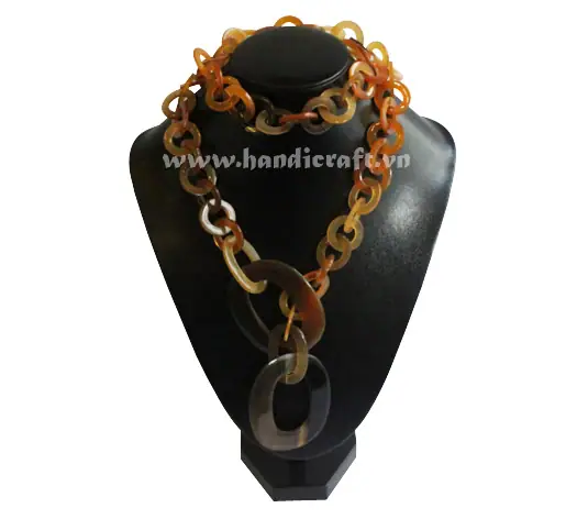 Long Brown Horn Necklace HD10443, handmade buffalo horn jewelry