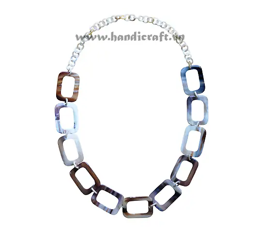 Small Round Horn & Rectangular Necklace HD10465, handmade buffalo horn jewelry