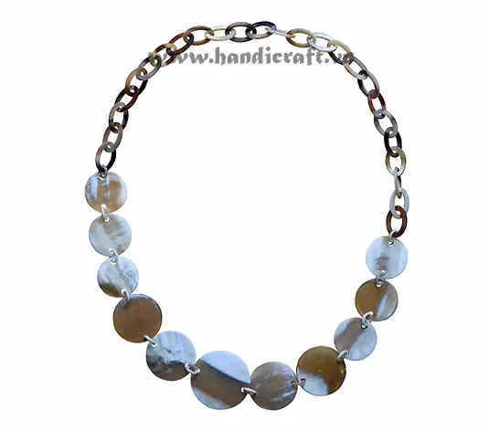 Round & Oval Horn Necklace HD10468, handmade buffalo horn jewelry