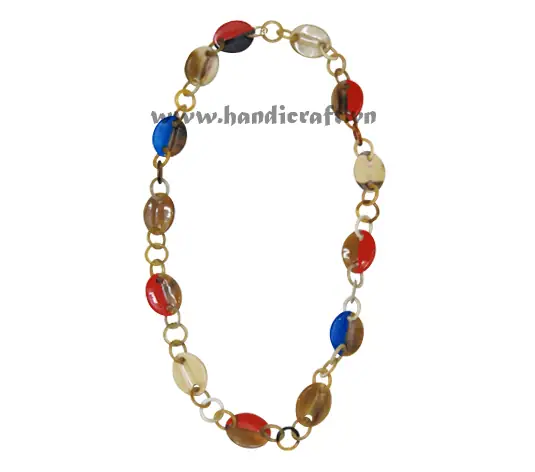 Horn Chain with Lacquer Necklace HD10483, handmade buffalo horn jewelry