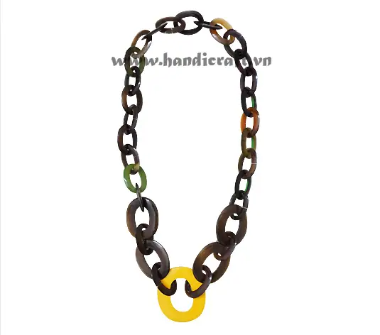 Oval Horn with Lacquer Necklace HD10485, handmade buffalo horn jewelry