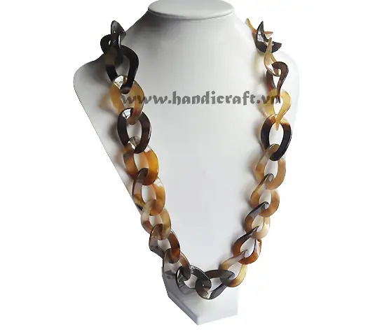 Long Oval Curved Horn Link Necklace HD10488, handmade buffalo horn jewelry