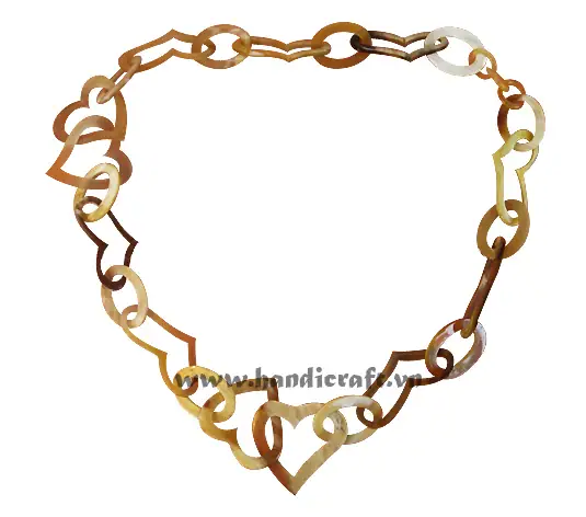 Oval & Heart Shaped Horn Links Necklace HD10490, handmade buffalo horn jewelry