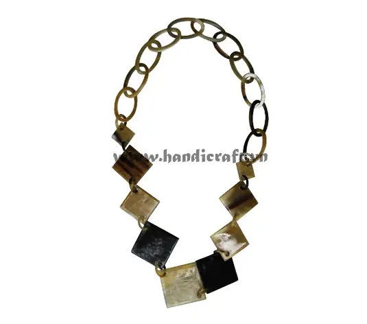 Square & Oval Horn Necklace HD10497, handmade buffalo horn jewelry