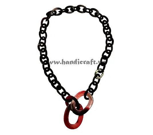 Pink Dyed Horn Necklace HD10521, handmade buffalo horn jewelry