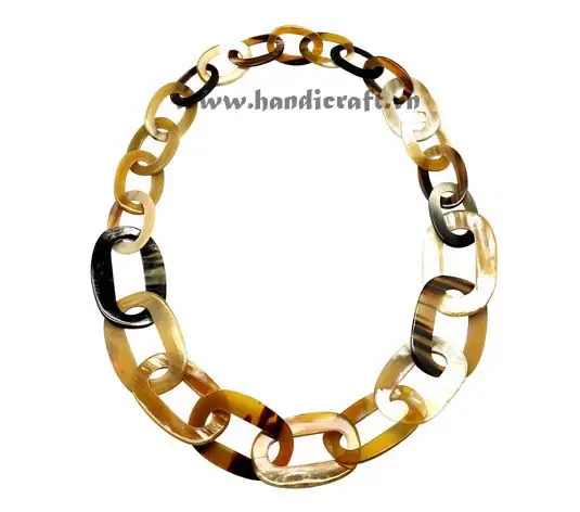 Oval Horn Links Necklace HD10529, handmade buffalo horn jewelry