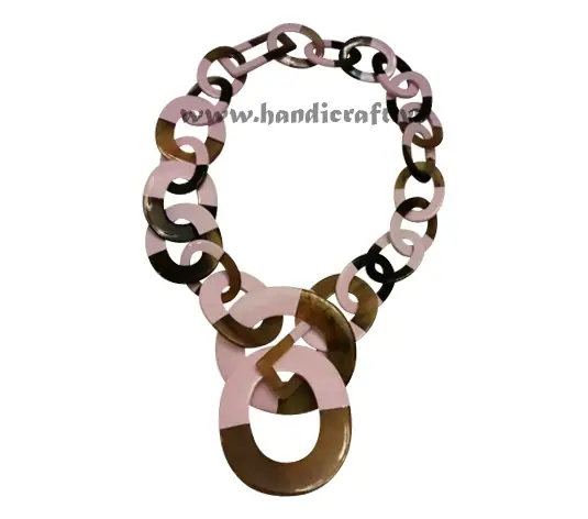 Half Horn Link Lacquer Necklace HD10534, handmade buffalo horn jewelry