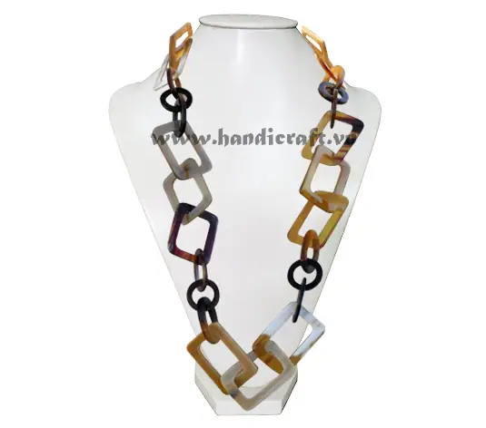 Rectangular, Square and Round Horn Necklace HD10576, handmade buffalo horn jewelry