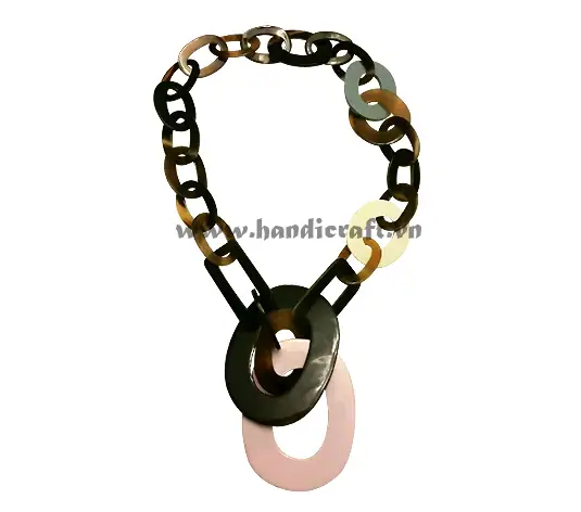 Dark Horn with Large Lacquer Pendant HD10605, handmade buffalo horn jewelry