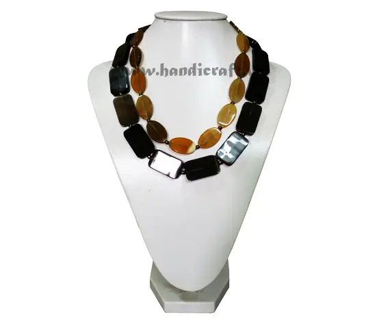 Oval & Rectangular Dark Horn Necklace HD10616, handmade buffalo horn jewelry