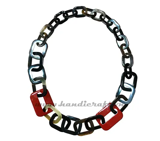 Rectangular Horn with Red Leather HD10639, handmade buffalo horn jewelry