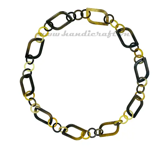 Natural Round and Leaves Horn Links Necklace HD10643, handmade buffalo horn jewelry