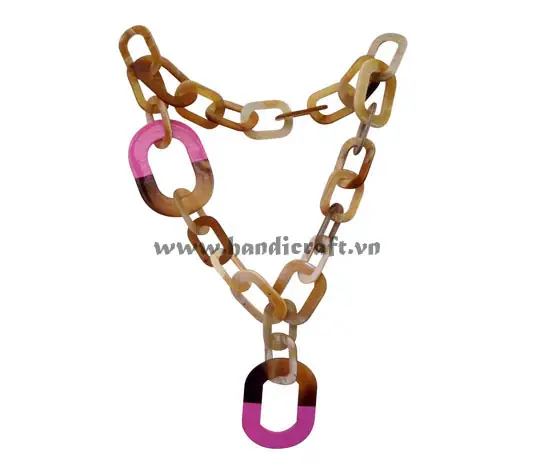 Oval Horn Links with Pink Lacquer HD10649, handmade buffalo horn jewelry