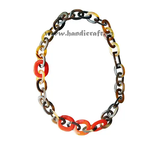 Oval Horn with Red Lacquer Necklace HD10669, handmade buffalo horn jewelry