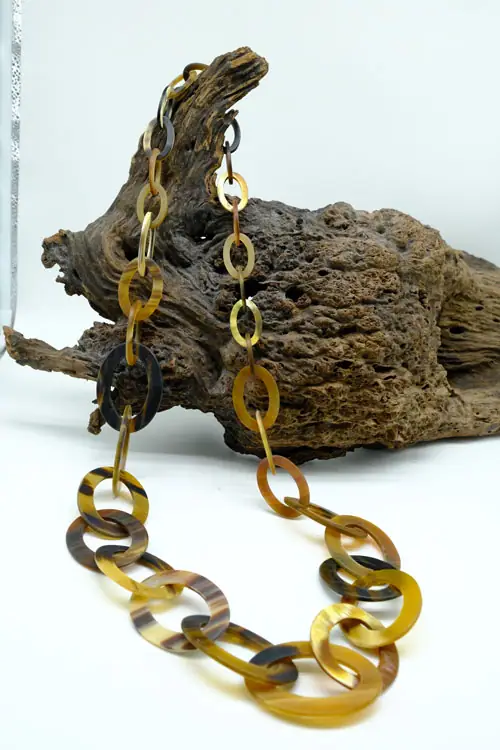 Oval Horn Chain Necklace HD10671, handmade buffalo horn jewelry