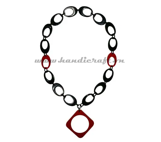 Horn & Lacquer Necklace HD10772, handmade buffalo horn jewelry