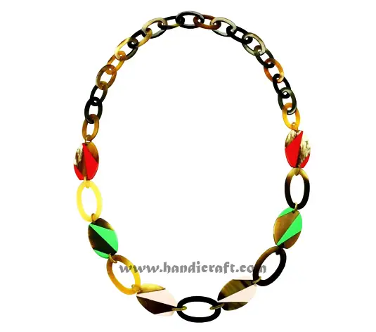 Horn & Lacquer Necklace HD10774, handmade buffalo horn jewelry