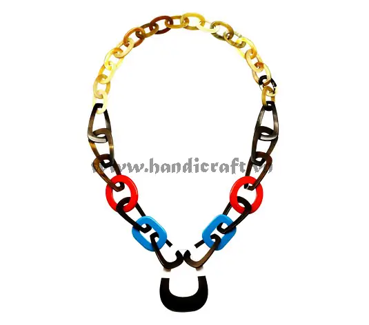 Horn & Lacquer Necklace HD10801, handmade buffalo horn jewelry