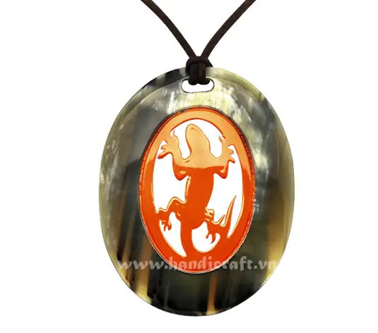 Horn & Lacquer Pendant HD20020, handmade buffalo horn jewelry