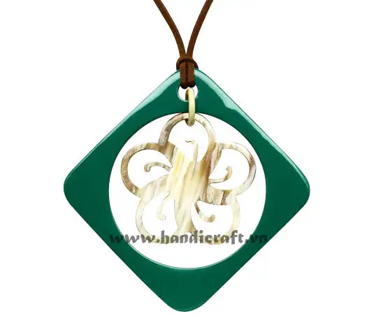 Horn & Lacquer Pendant HD20050, handmade buffalo horn jewelry