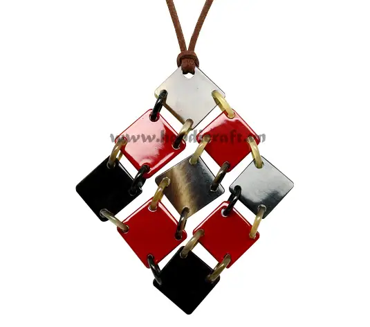 Horn & Lacquer Pendant HD20137, handmade buffalo horn jewelry