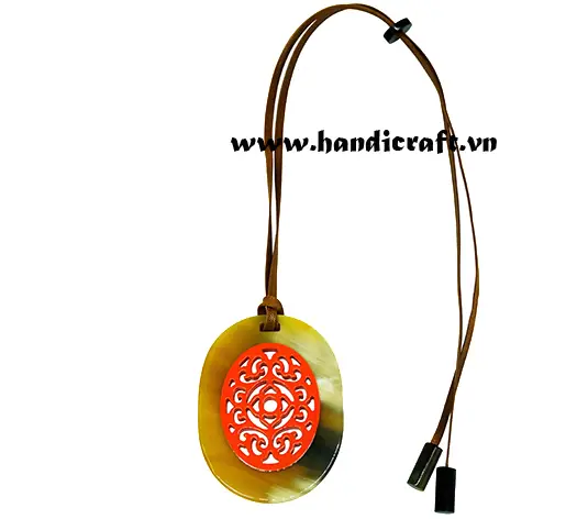 Horn & Lacquer Pendant HD20286, handmade buffalo horn jewelry