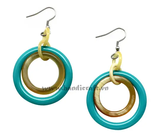 Horn & Lacquer Earrings HD30028, handmade buffalo horn jewelry