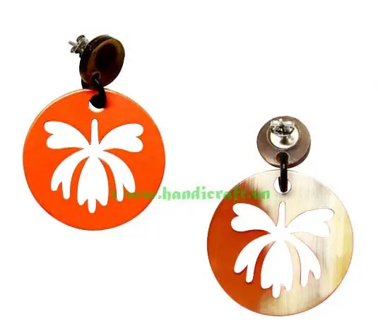 Horn & Lacquer Earrings HD30049, handmade buffalo horn jewelry