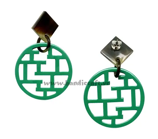 Horn & Lacquer Earrings HD30058, handmade buffalo horn jewelry