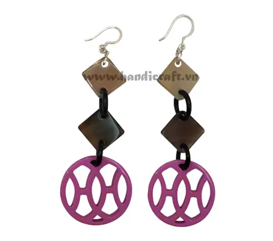 Horn & Lacquer Earrings HD30065, handmade buffalo horn jewelry