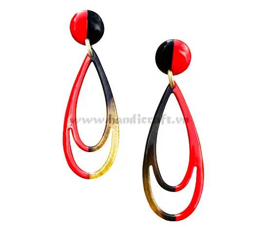 Horn & Lacquer Earrings HD30080, handmade buffalo horn jewelry