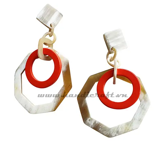 Horn & Lacquer Earrings HD30092, handmade buffalo horn jewelry