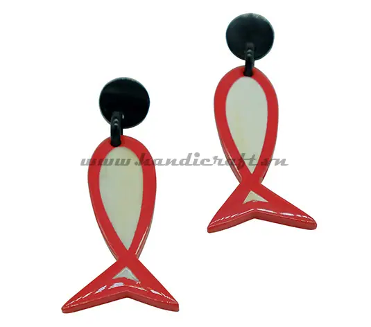 Horn & Lacquer Earrings HD30105, handmade buffalo horn jewelry