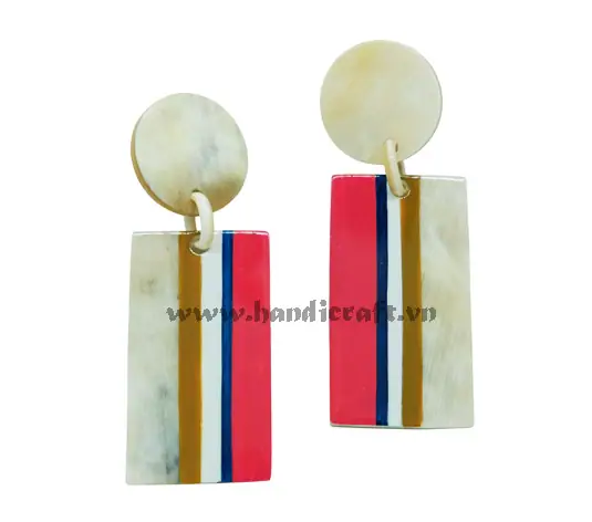 Horn & Lacquer Earrings HD30112, handmade buffalo horn jewelry