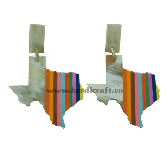 Horn & Lacquer Earrings HD30116, handmade buffalo horn jewelry
