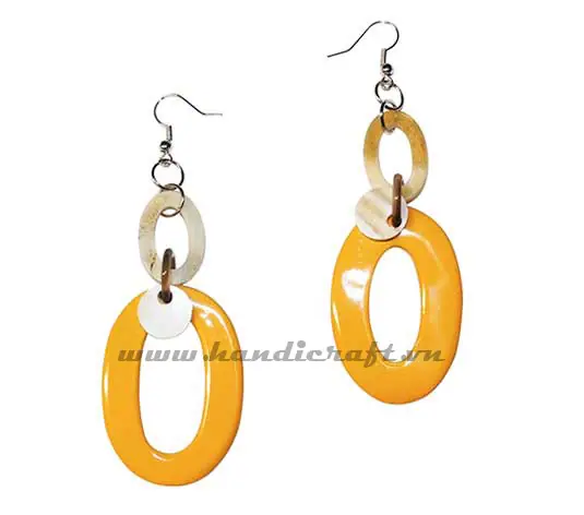 Horn & Lacquer Earrings HD30120, handmade buffalo horn jewelry