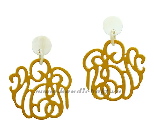Horn & Lacquer Earrings HD30284, handmade buffalo horn jewelry