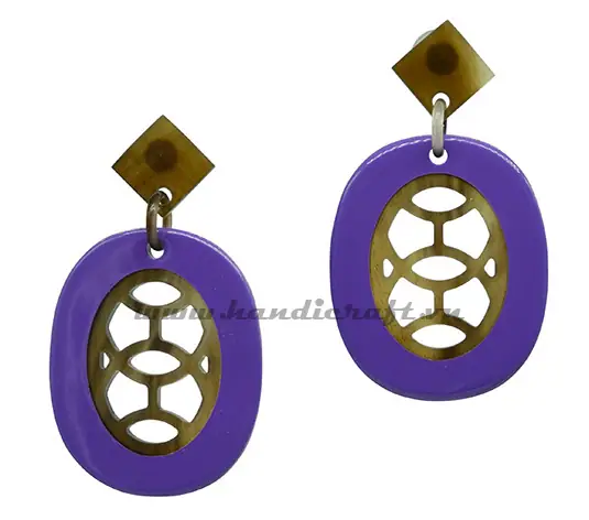 Horn & Lacquer Earrings HD30397, handmade buffalo horn jewelry