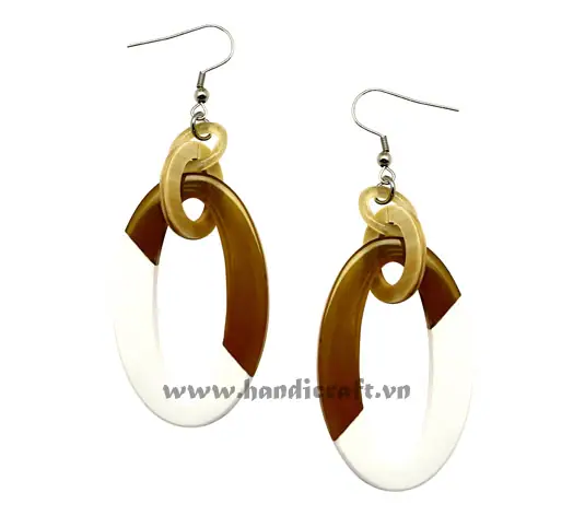 Horn & Lacquer Earrings HD30408, handmade buffalo horn jewelry